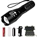 LED Tactical Flashlight,Akaho 900 Lumen XML T6 Portable Outdoor Water Resistant Torch with Adjustable Focus and 5 Light Modes,Rechargeable 18650 Lithium Ion Battery and Charger