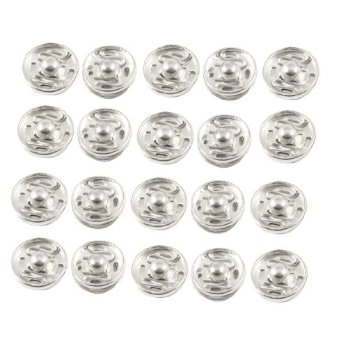20 Pcs Silver Tone Metal Clothes Repair Snap Press Fastener Buttons