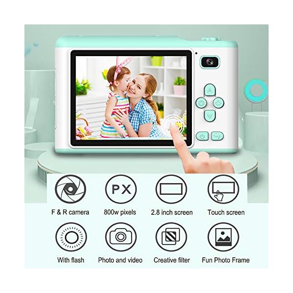 PTHTECHUS Kinder Kamera, Kinderkamera Digital Fotokamera Selfie, 2.8 Zoll Touchscreen Digitalkamera 8M Pixel, mit… – Bild 4