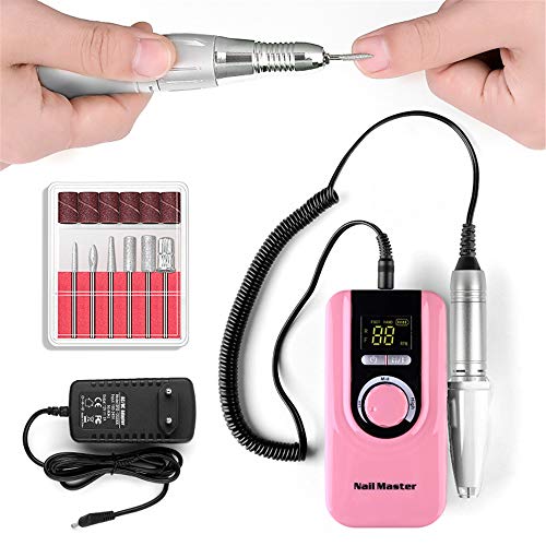 Nail Drill Machine Electric Manicure Pedicure Set for Removing Acrylic Gel Nails Portable Polishing Trimming Smoothing Tools Rechargeable Equipment (Two Colors),Pink