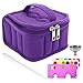 Mavogel Essential Oil Carrying Case with Handle and Two Zippers Holds 16 Bottles(5ml-15ml) for Essential Oil, Essential Oils Opener, Bottle Stickers, Metal Funnel and Dropper Included(Purple)