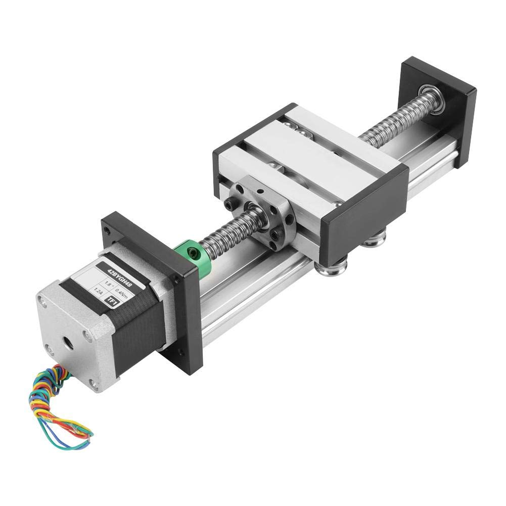 Linear Stage Actuator, 100mm Stroke Ballscrew 4mm Lead 1204 Linear Slide Rail with Nema 17 Stepper Motor Sliding Table for CNC Router Engraving