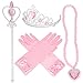 Tiaras and Crowns for Little Girls Princess Wands Gloves Pink Tiara and Necklace Set 4 Ps