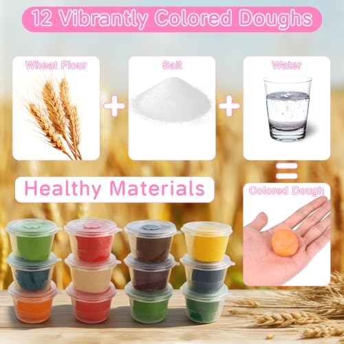 Play Doh, Diealles Shine Playdough for Children with 12 Dough Bottles, Play Doh Plasticine for Children