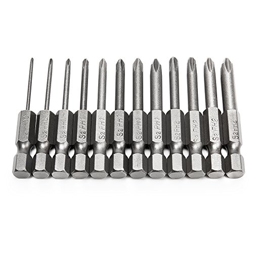 image for Rocaris 12Pcs Hex Shank Magnetic Phillips Cross Screwdriver Bits 50mm 