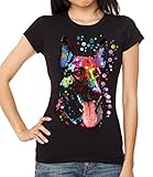 German Shepherd Neon Dog Junior's T-Shirt Black