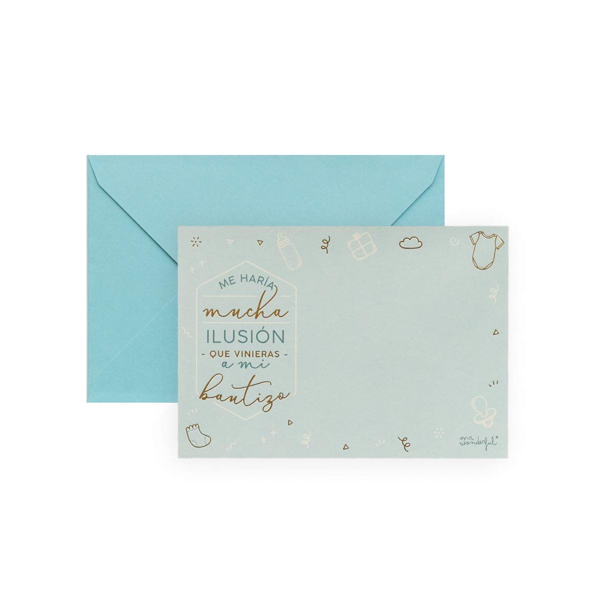 Set of 20 Personalised Christening Invitations - Blue