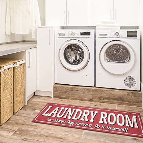 Ottomanson Laundry Collection NonSlip Rubberback Laundry Text Design