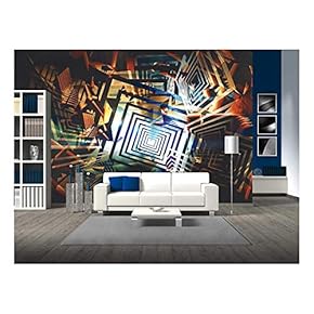 Colorful Abstract Geometric Background,Digital Painting - Removable Wall Mural | Self-Adhesive Large Wallpaper - 66x96 inches