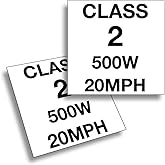 Ebike Sticker Decal (Class 1, 2, 3) – 250W, 350W, 500W, 750W. Pack of 2. (Class 2 500W 20MPH)