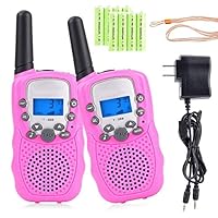 MeGaLuv Walkie Talkies for Kids 22 Channels Long Range Rechargeable Walkie Talkies with Battery and Charger, Gift for Boys and Girls, 1 Pair (Pink)