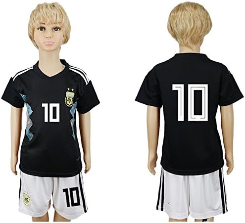 2018 Russia Word Cup Argentina National Football Team #10 Kids Away Black Soccer Jersey - S