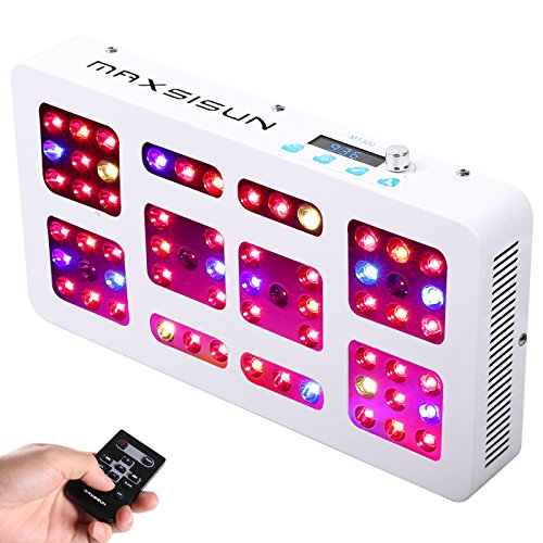 MAXSISUN Timer Control 300W LED Grow Light 12-band Dimmable Full Spectrum for Indoor Hydroponics Plants Veg and Flowering