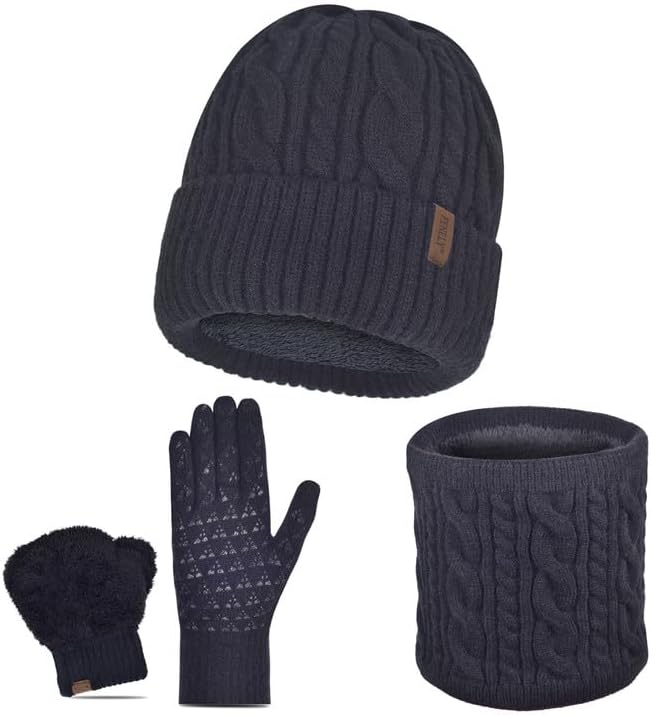 Warm Winter Beanie Hat Scarf Gloves Men Women Knit Set Sock  display picture 3