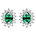 Navachi 925 Sterling Silver 18k White Gold Plated 2.0ct Oval Emerald Az9701e Stud Earrings