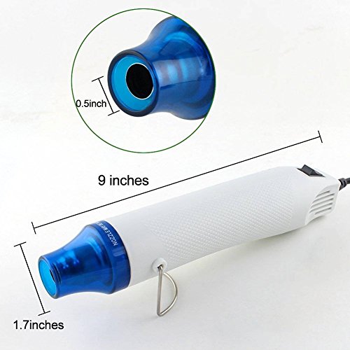 Wecando Mini Hot Air Gun 110V 300W Portable Heat Gun for Heat Shrink Tubing DIY Embossing Shrink Wrapping Drying Paint Multi Function Hand-Hold Electrical Heat Tool (White)