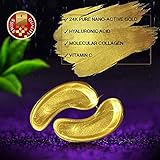 Eye Pads 24k Gold Eye Mask Anti-Aging Hyaluronic Acid Eye Patches Under Eye Mask for Moisturizing & Reducing Dark Circles Puffiness Wrinkles Eye Gel Pads from Puffy Eyes Collagen Eye Pads … (Blue)