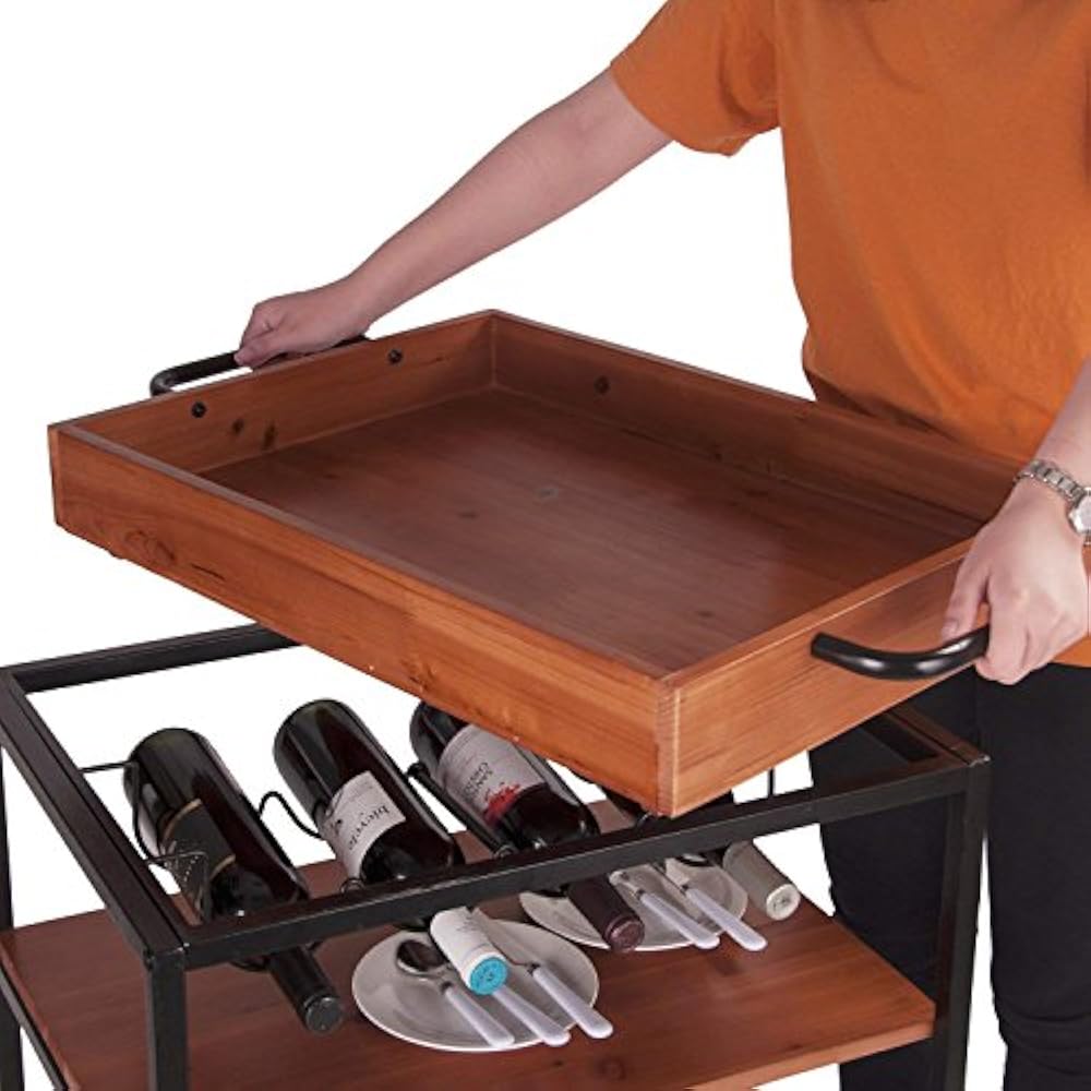  24"x18" Solid Wood Kitchen Serving Cart Bar Buffet 3 Tiers Bottle