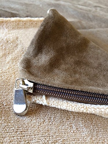 Replacement Beige Coral Fleece Micro Plush MicroSuede External Zippered Flat Style Duvet External Cover for Dog Bed (45''x31'')