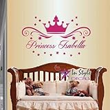 Wall Vinyl Decal Home Decor Art Sticker Princess Crown With Stars Customized Name Girl Kids Nursery Play Room Removable Stylish Mural Unique Design