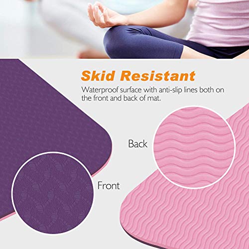 TOPLUS Yoga Mat, 1/4 inch Non-Slip Yoga & Exercise Mat with Carrying Strap, Eco Friendly Workout Mat - for Yoga, Pilates and Floor Exercises - Thumbnail 2