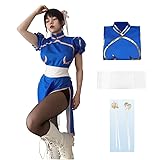 Game Fighter Cosplay Chun Li Cosplay Blue Cheongsam