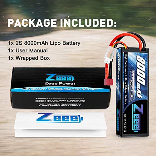 Zeee 2S Lipo Akku 7,4V 8000mAh 100C Hardcase Batterie mit Deans T Stecker für RC Car RC Truck RC Auto Boot LKW Truggy RC… – Bild 8