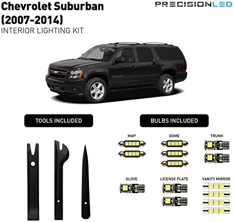 Premium Quality Precision LED 2007 - 2014 Chevrolet Suburban LED Interior Lighting Kit (8000K) - 14 pcs plus 3 Trim Tool - Plug and Play Crystal Clear 1 Year Warranty