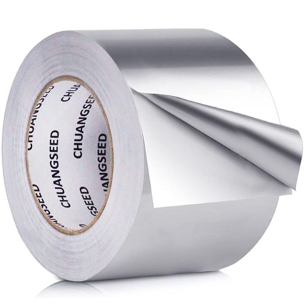 CHUANGSEED Aluminium Foil Tape (75mm x 50m) Insulation and Sealing, Heat Resistant, Duct Repair, HVAC Use, 1 Roll, Silver