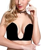 LamourLove Strapless bra Push Up Bras for Women Deep U-shaped Backless Adhesive Bra