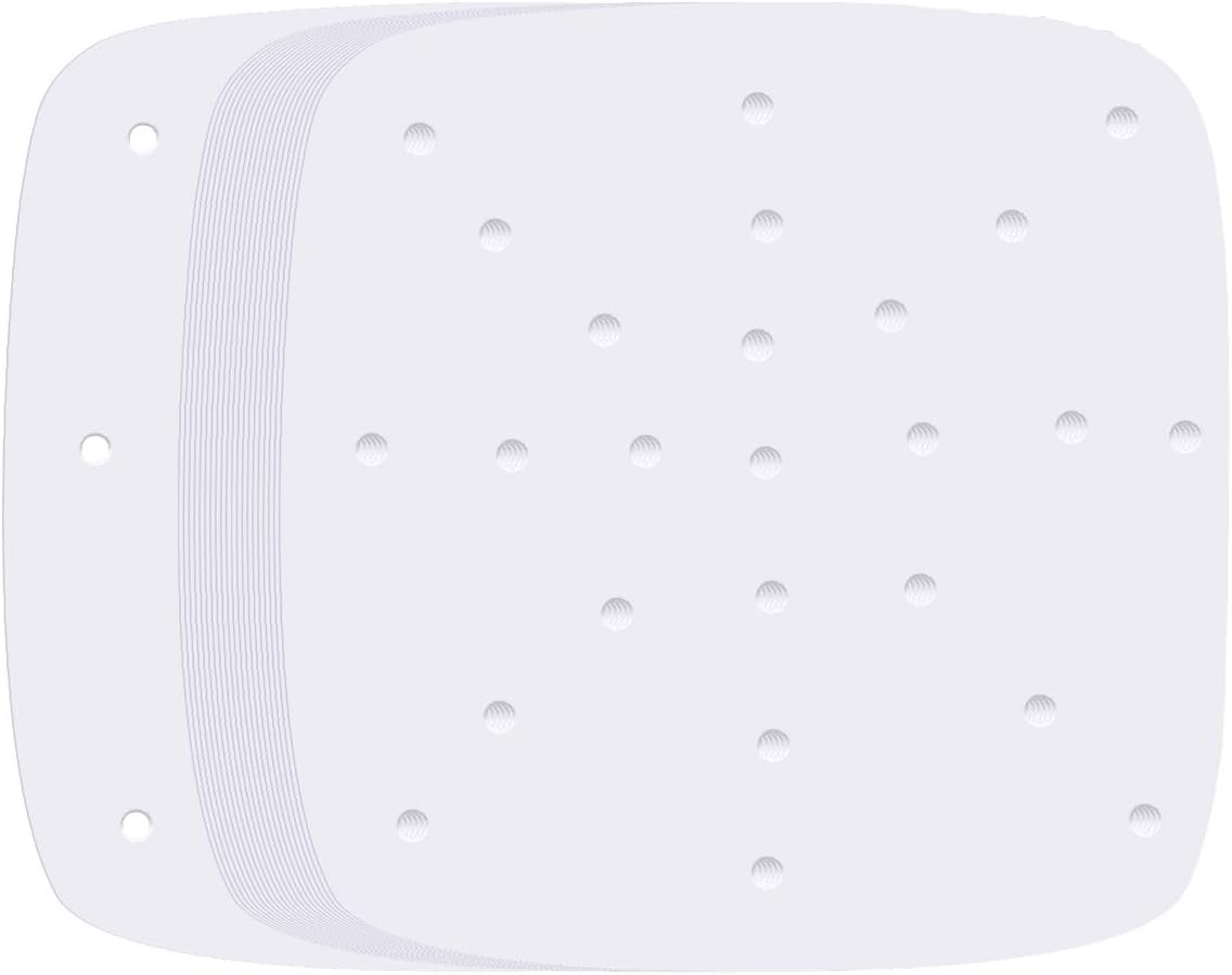 100pcs Air Fryer Liners, Vancens 8.5inches Square Bamboo Steamer Liners, Premium Perforated Parchment Steaming Papers, Non-stick Steamer Mat