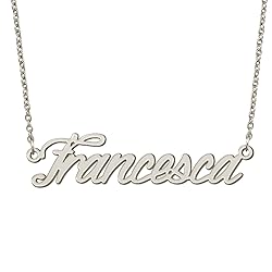 BYBWBL Francesca Name Pendant Necklace Silver Color