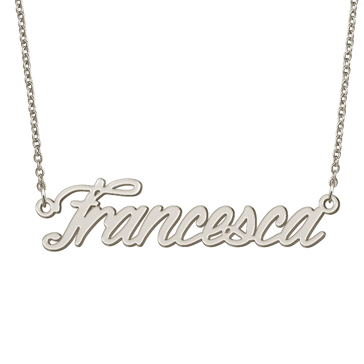 BYBWBL Francesca Name Pendant Necklace Silver Color