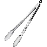 Hotec Stainless Steel Kitchen Tongs, 16 Inch Extra Long Locking Metal Food Tongs for Cooking, Serving, BBQ, Grill Non-Slip Grip