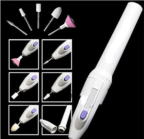 Puraid(TM) Nail Grinder Polisher Set Nail Art Care Electric Manicure Toenail Drill File Tool Nail Grinder Polisher Set + 5 Bits