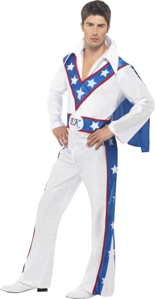 Mens Fancy Dress Party Stuntman Daredevil Evel Knievel Costume Outfit White