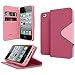 GPL Cellto Apple iPhone 4 iPhone 4S Premium Wallet Case [Dual Magnetic Flap] Diary Cover PU EPI Leather + Life Time Warranty - Hot Pink Baby Pink