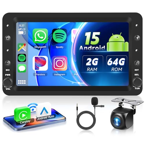 VECHTEL 2G + 64G Android 15 Car Radio for Alfa Romeo 159 2004-2011, 7 Inch HD Screen Tactile Stereo Car Stereo Car with Carplay Android Car Wireless GPS Wi-Fi Bluetooth 2USB Radio FM RDS Rearview Camera