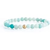 Lenny & Eva Core Gemstones Bracelet Collections Stretch Genuine Semi-Precious 6 mm Bracelets, Amazonite