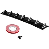 RULLINE 33.5" x5.2" Universal Rear Bumper Lip Diffuser Car Rear Bumper Chassis Black Spoiler Shark Fin 7 Wing Glossy Black ABS