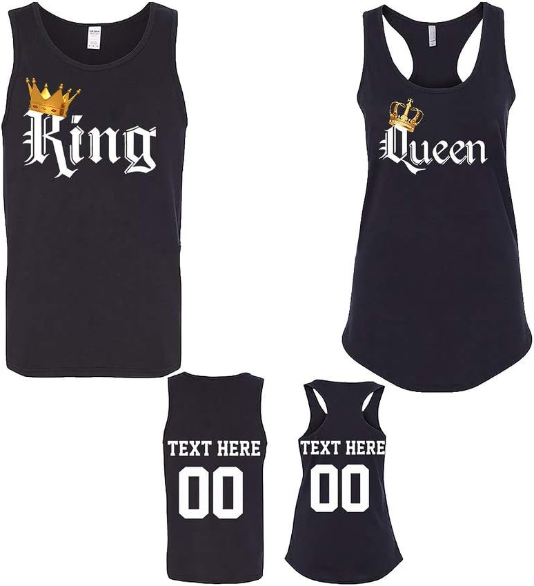 King Queen Color Pattern Customized Text Name Design Couple Hoodie, Crewneck Sweatshirt, Tshirt, Tank top