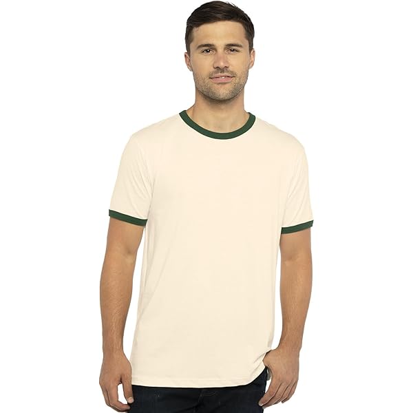 Next Level Unisex Ringer T-Shirt S NATURL/ FRST GRN | Amazon.com