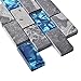 Ocean Teal Blue Glass Nature Stone Tile Kitchen Backsplash 3D Bath Shower Accent Wall Decor Gray Wave Marble 1 x 2 Subway Art Mosaics TSTNB03 (1 Sample 3 X 6 Inches)