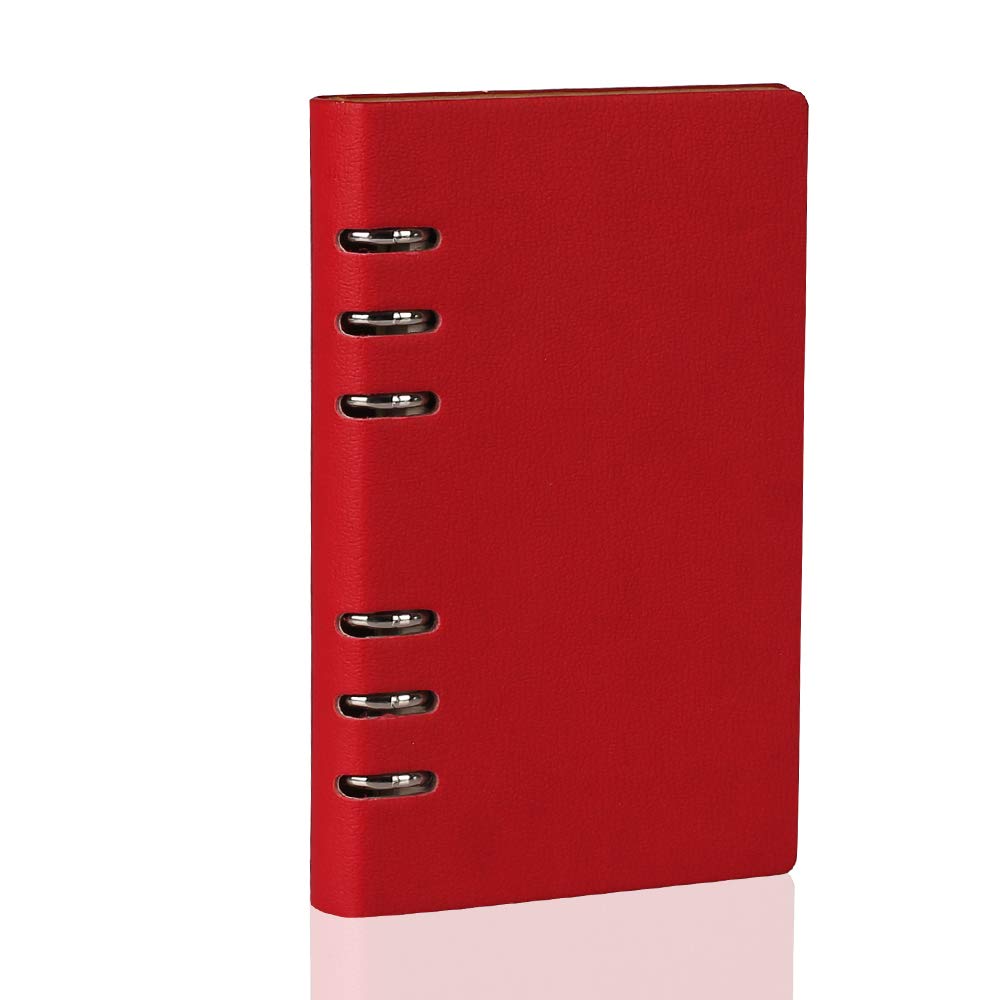 LANGING A5 Classic Refillable Notebook Loose Pocket Leather 6 Holes Rings Binder Journal Hard Cover Diary Bussiness
