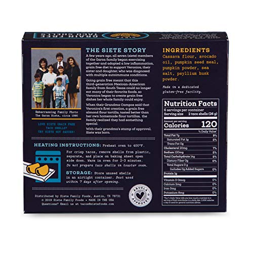 SIETE GRAIN FREE TACO SHELLS, 5.5 OZ