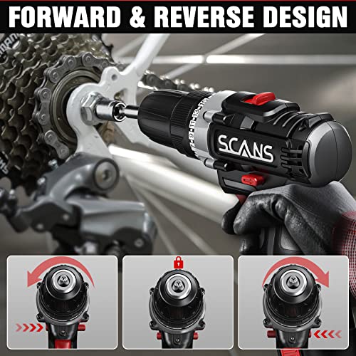 Cordless Drill Driver, 16V Power Drill Driver Kit w/2.0Ah Battery and Charger, 50 PCS Accessories, 2 Variable Speeds, 3/8