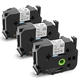 MarkDomain Compatible Label Tape Replacement for Brother TZe-251 TZ-251 TZ251 Laminated Black on White 0.94"(24mm) x 26.2', Work with P-Touch Label Maker Model PT D600 D600VP P700 2730 (3 Pack)