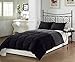Chezmoi Collection 3-Piece Black Grey Super Soft Goose Down Alternative Reversible Comforter Set, Queen/Full Size