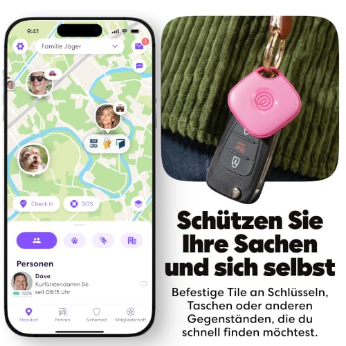Tile - Bluetooth-Tracker, Schlüssel- und Gegenstandsfinder für Schlüssel, Taschen und mehr. Handy-Finder. iOS- & Android-kompatibel. Handy-Finder. 1er-Pack (Navy Blaze)