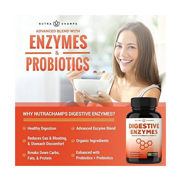 Digestive Enzymes with Probiotics and Prebiotics 180 Servings, Vegan